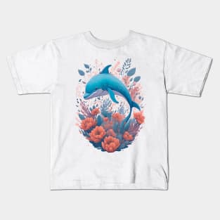 Dolphin with Flowers Kids T-Shirt